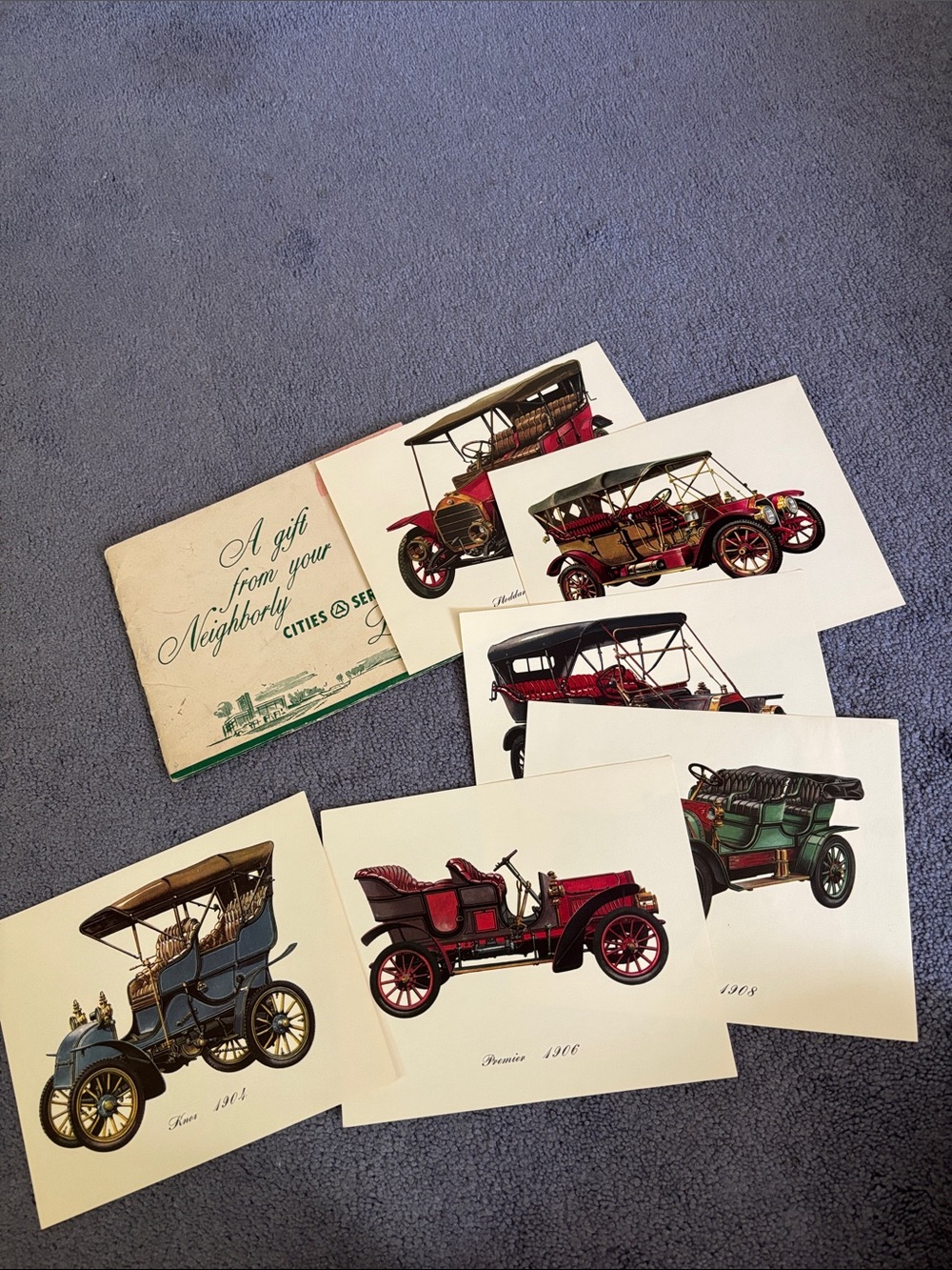 Complete set of Vintage Cities Service Dealer vintage cars in original envelope!